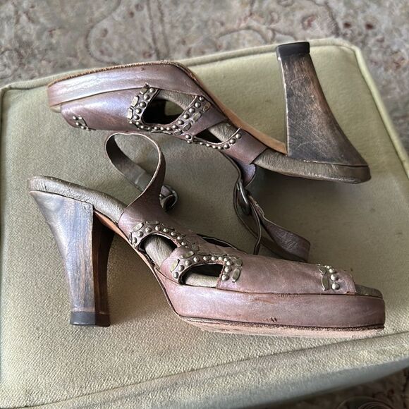 Calleen Cordero 3” strap heels. Leather and studs. - Picture 5 of 8